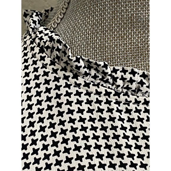 Zara Woman blouse Med black/white houndstooth long sleeve keyhole back top - Picture 9 of 12